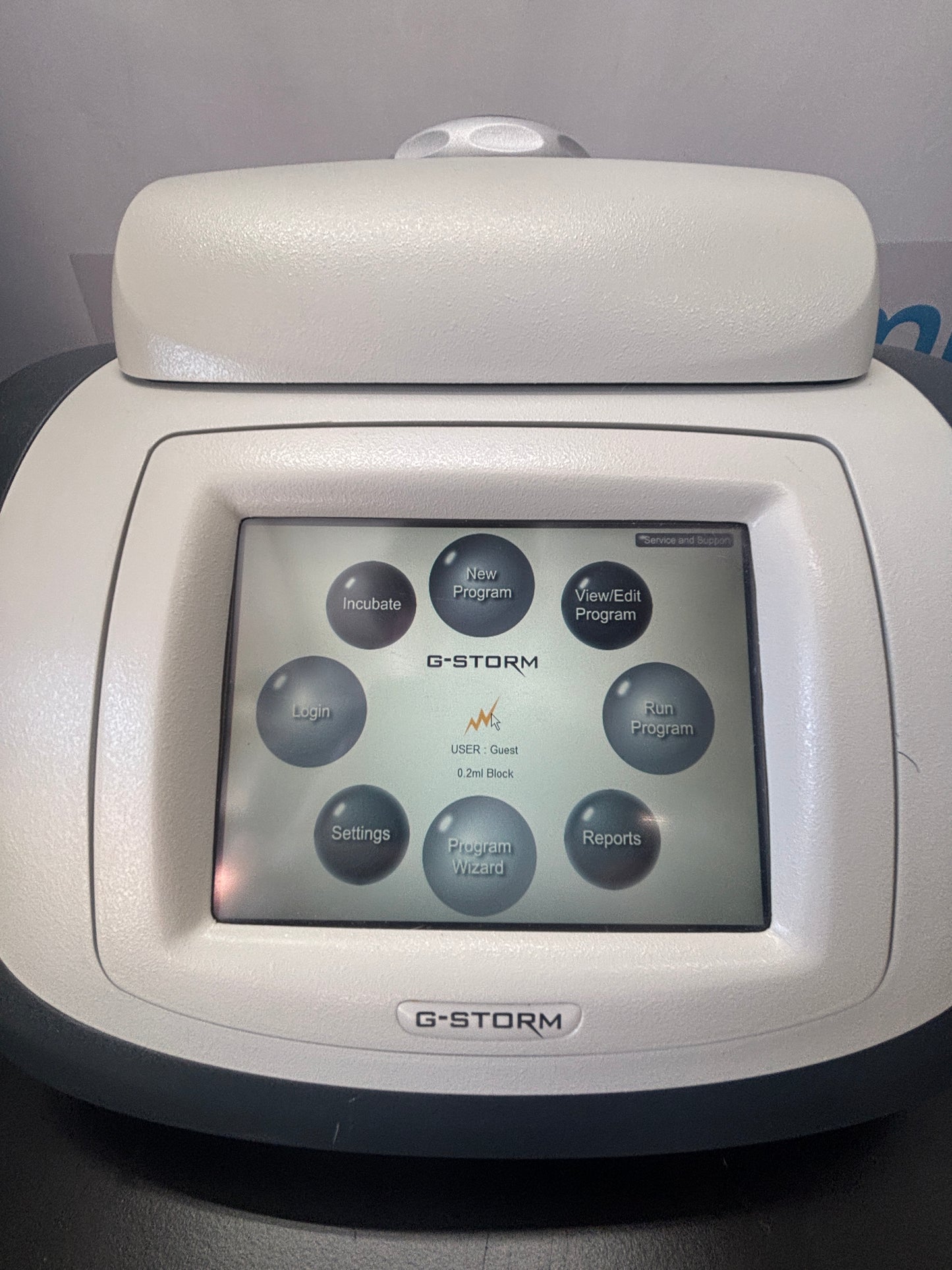 G-STORM medical device with control panel on a gray background