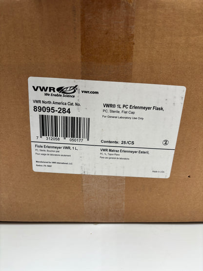 Bulk case of 25 plastic Erlenmeyer flasks for laboratory use