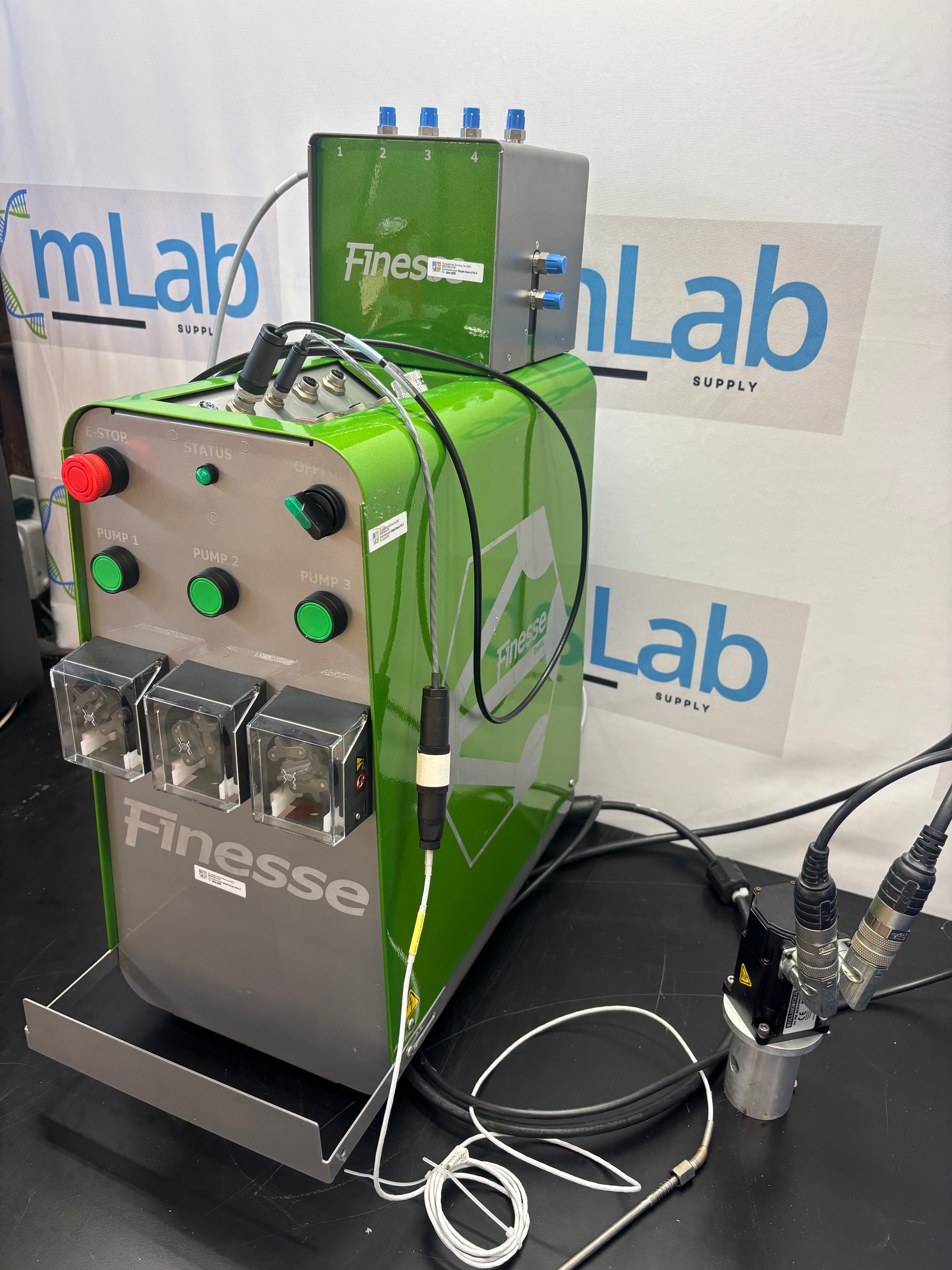 Green electronic device with labeled components on a white background with 'Lab' branding.