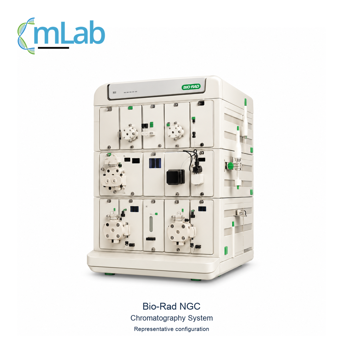 Bio-Rad NGC chromatography system, representative configuration with mLab Supply branding