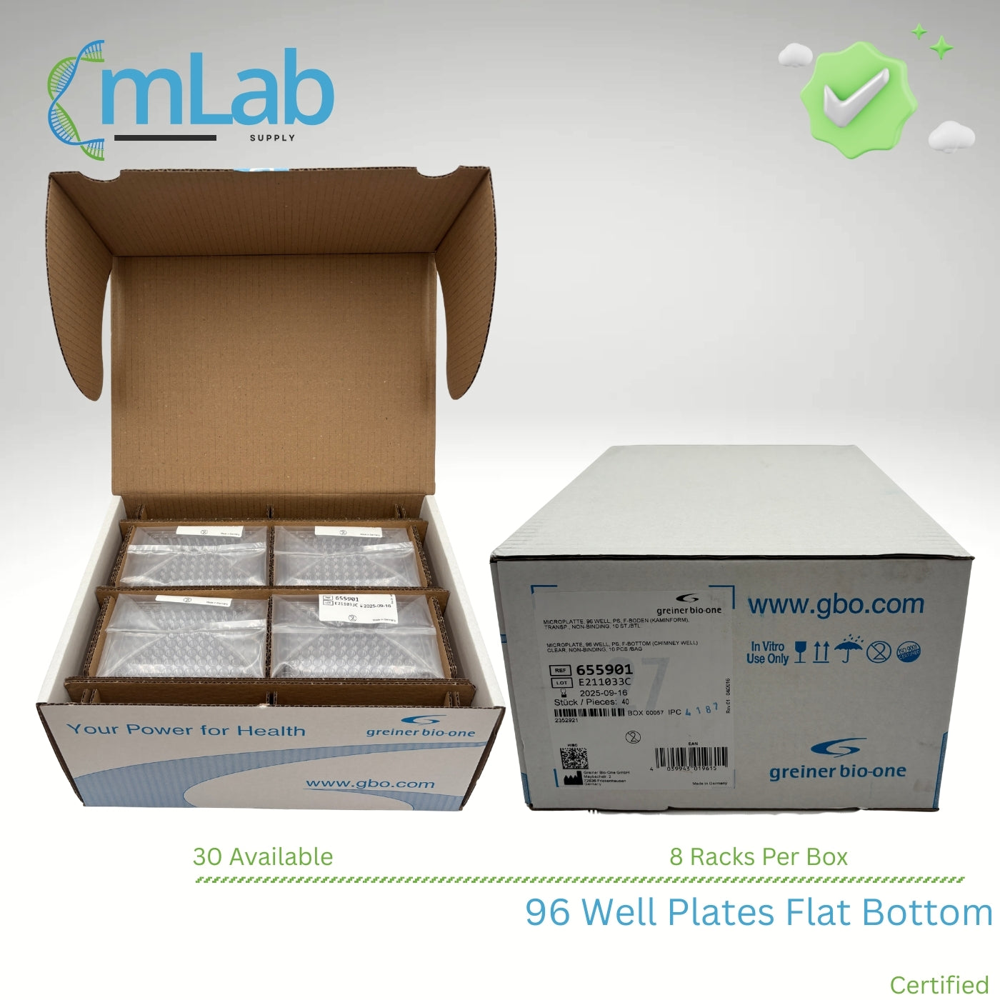 Greiner Bio-One 96-Well Cell Culture Plate | Clear F-Bottom | 655901